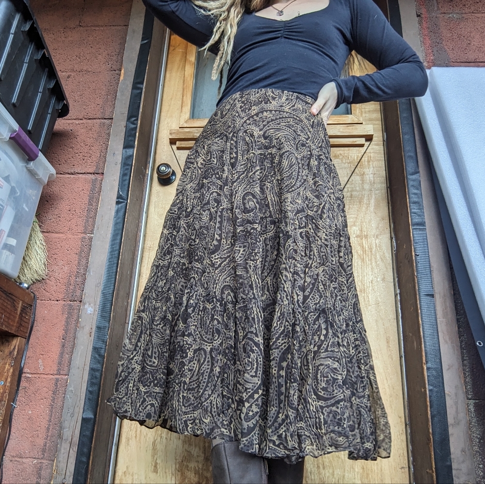 Ralph Lauren Silk Paisley Skirt